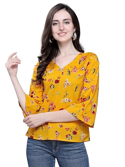 KANCHNAR Womens Printed Crepe Top