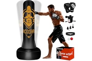 Vobab Freestanding Puncing Bags for Adults Teens, Heavy Bag with Stand Boxing Bag with Boxing Gloves, Electric Air Pump, Reflex Ball, 70" Kickboxing Bag for Training MMA Muay Thai Gym