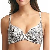 Calvin Klein Women's White Snake Print Sweetheart Neck Lined Twist Front Adjustable Underwire Swimsuit Top S
