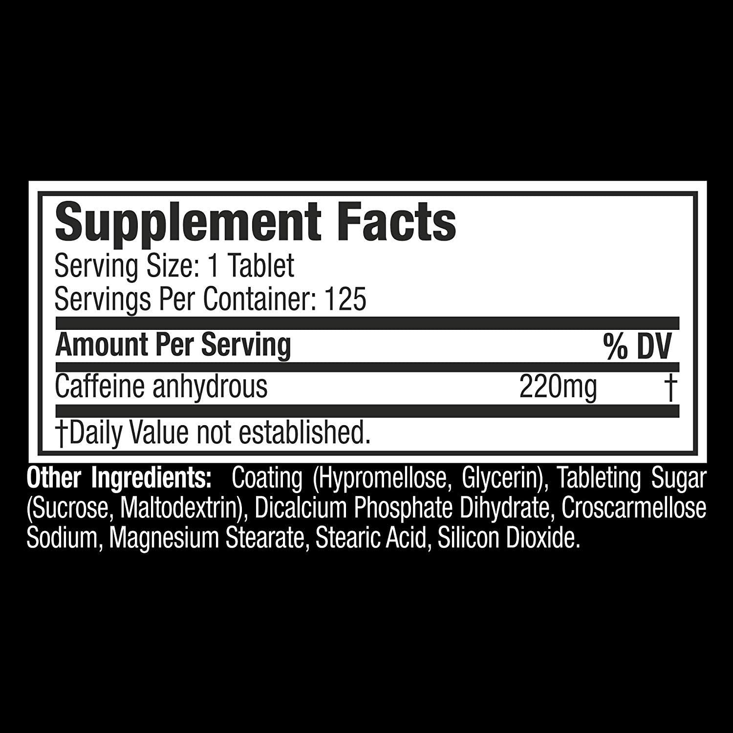 Muscletech Platinum 100% Caffeine Pill, Unflavored, 125 Count: Health & Personal Care