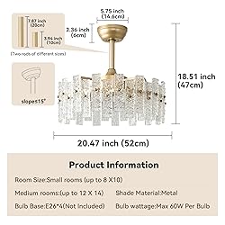 Crystal Chandelier Fan Caged Ceiling Fan with Light