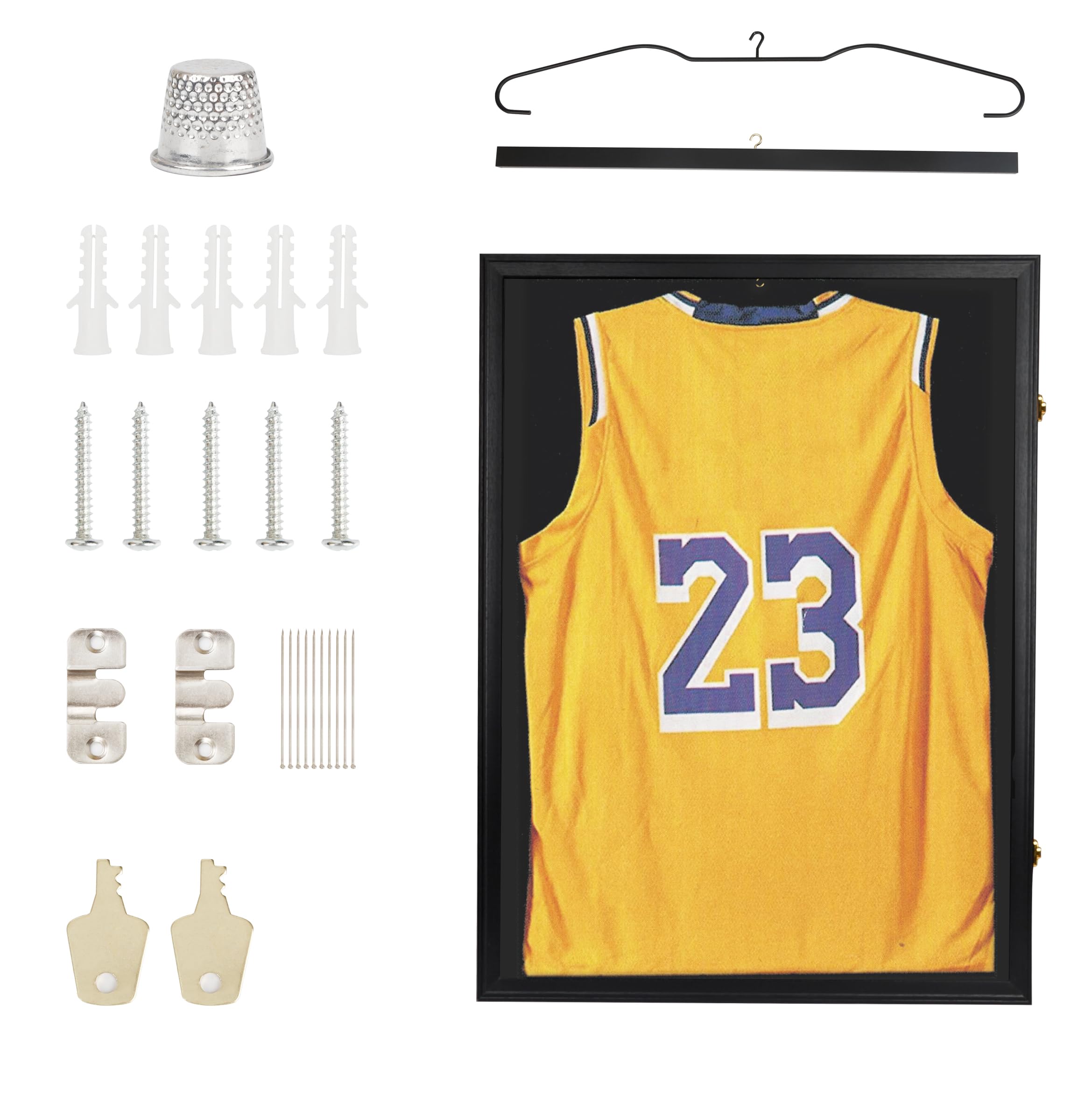 View 1 of Crystal Lemon Large Jersey Frame Display Case – UV-Protected, Black Wall Display Case for Basketball & Football Memorabilia, 31.25x23.25 inch