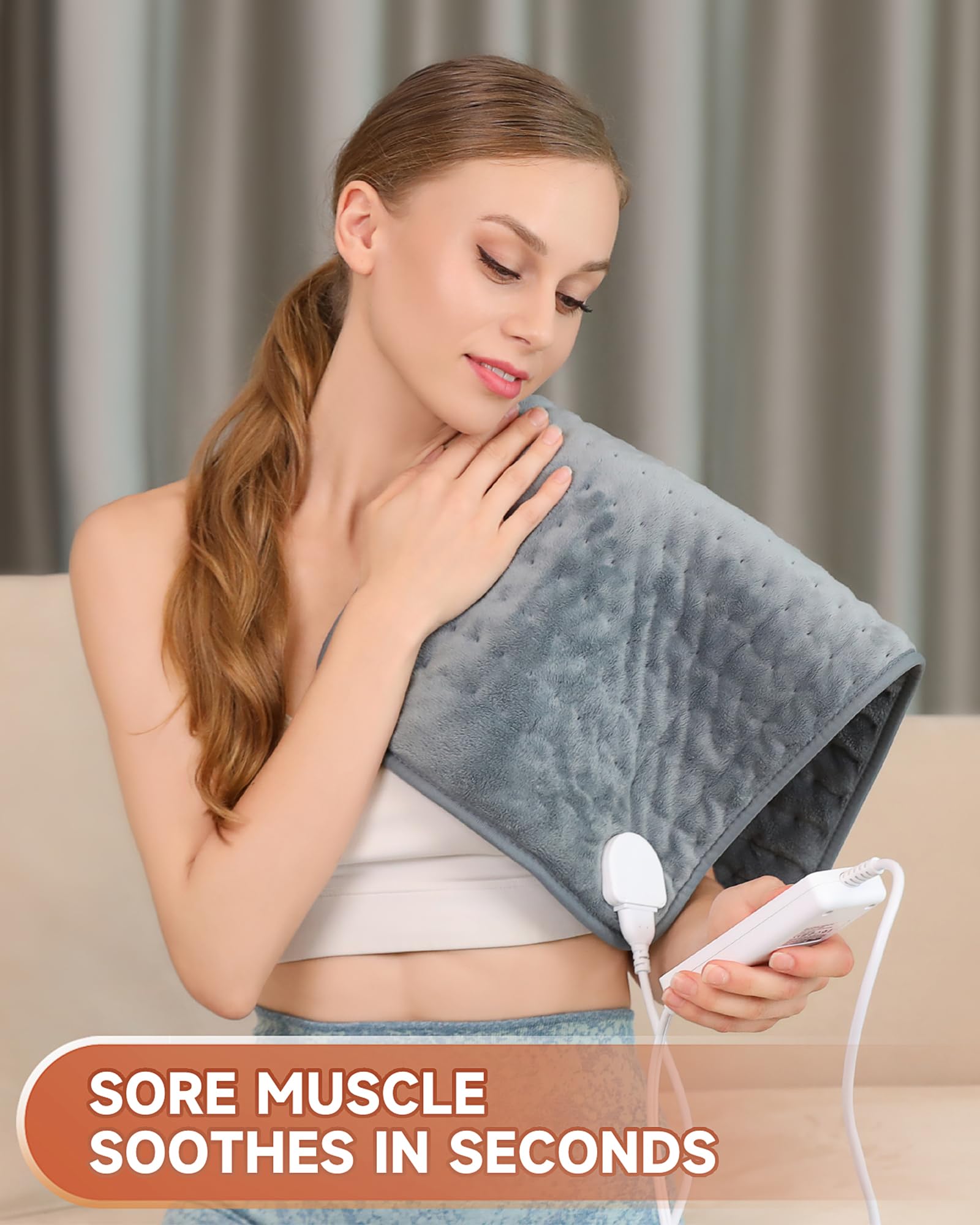 Heating Pad for Back Pain Relief, MAVOKIS Heating Pads for Cramps with Auto Shut Off Large, 6 Heat Settings Electric Heat Pad for Neck and Shoulder, 12