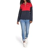 Tommy Hilfiger womens 1/4 Zip Mockneck Colorblock Fleece Sweatshirt
