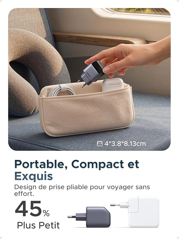 Nexode Pro Chargeur USB C 45W PPS Rapide GaN avec Écran Intelligent