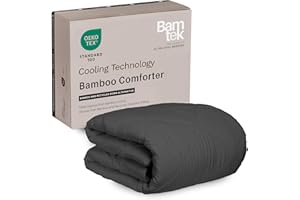 Bamtek 100% Viscose Derived from Bamboo Comforter, Cooling Comforter, Duvet Insert, Breathable, Extra Fluffy, Lightweight Comforters, Charcoal - Queen Size