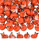 Wesiti 50 Pcs Mini Resin Fox Figures Bulk Cute Foxes Figurine Spring Woodland Fox Miniatures Animal Tabletop Statue for Home Desktop Micro Landscape Decor Gift Woodland Animal Crafts(Sleeping)