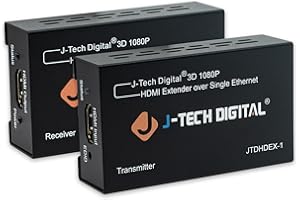 J-Tech Digital HDMI Extender over cat5e/6 1080P@200ft HDMI Balun Over Single Ethernet Supports EDID Copy Compatible with Dolby Digital DTS