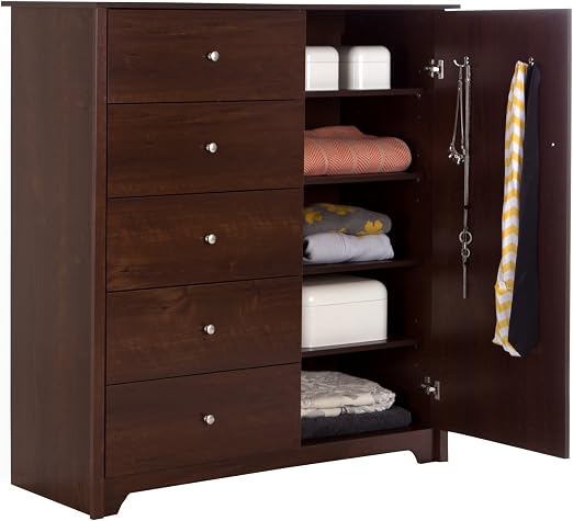 Amazon Com South Shore Vito Door Chest With 5 Drawers And Adjustable Shelves Sumptuous Cherry Furniture Decor