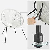 SONGMICS Garden Patio Set 3 Pieces Acapulco Chair Glass Top Table White view 7