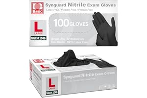 Supmedic Basic Nitrile Exam Gloves, 5.5 Mil Heavy-Duty Powder-Free Food Safe Clean Medical Disposable Glove Black 100Pcs