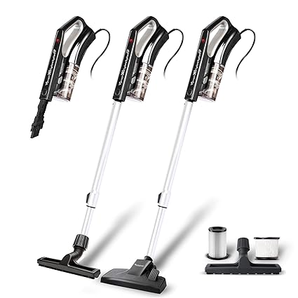 Zyklon Staubsauger mit 10 Meter Kabel (20m Aktionsradius), 2x Hepa Filter, Parkettbodendüse, beutellos Stiel Bodensauger