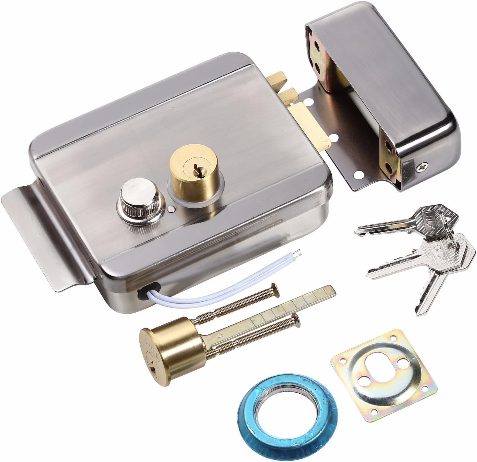 UHPPOTE Anti-Theft Electric Control Release Rim Door Lock Fail Secure Stainless Steel