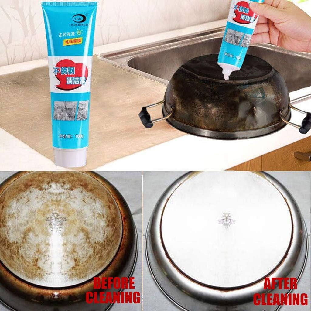 Thepass Multi-Purpose Cleaner Paste,Stainless Steel Cleaning Paste Non Toxic Removes Fingerprints Residue Water Marks and Grease from Appliances,Helps Remove Stains from Pots and Pans