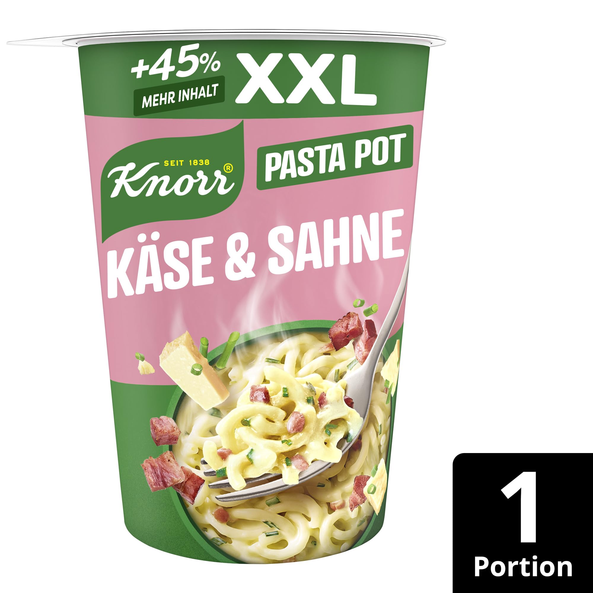 Knorr Käse & Sahne XXL Pasta Pot, leckere Instant Nudeln 92 g 2