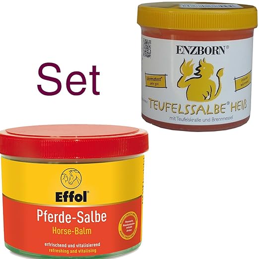 Effol Pferdesalbe 500 ml + Pferdesesalbe HEISS 200 ml wärmend mit starker Wirkung bei Verpannungen, Zerrungen, Muskelprobleme