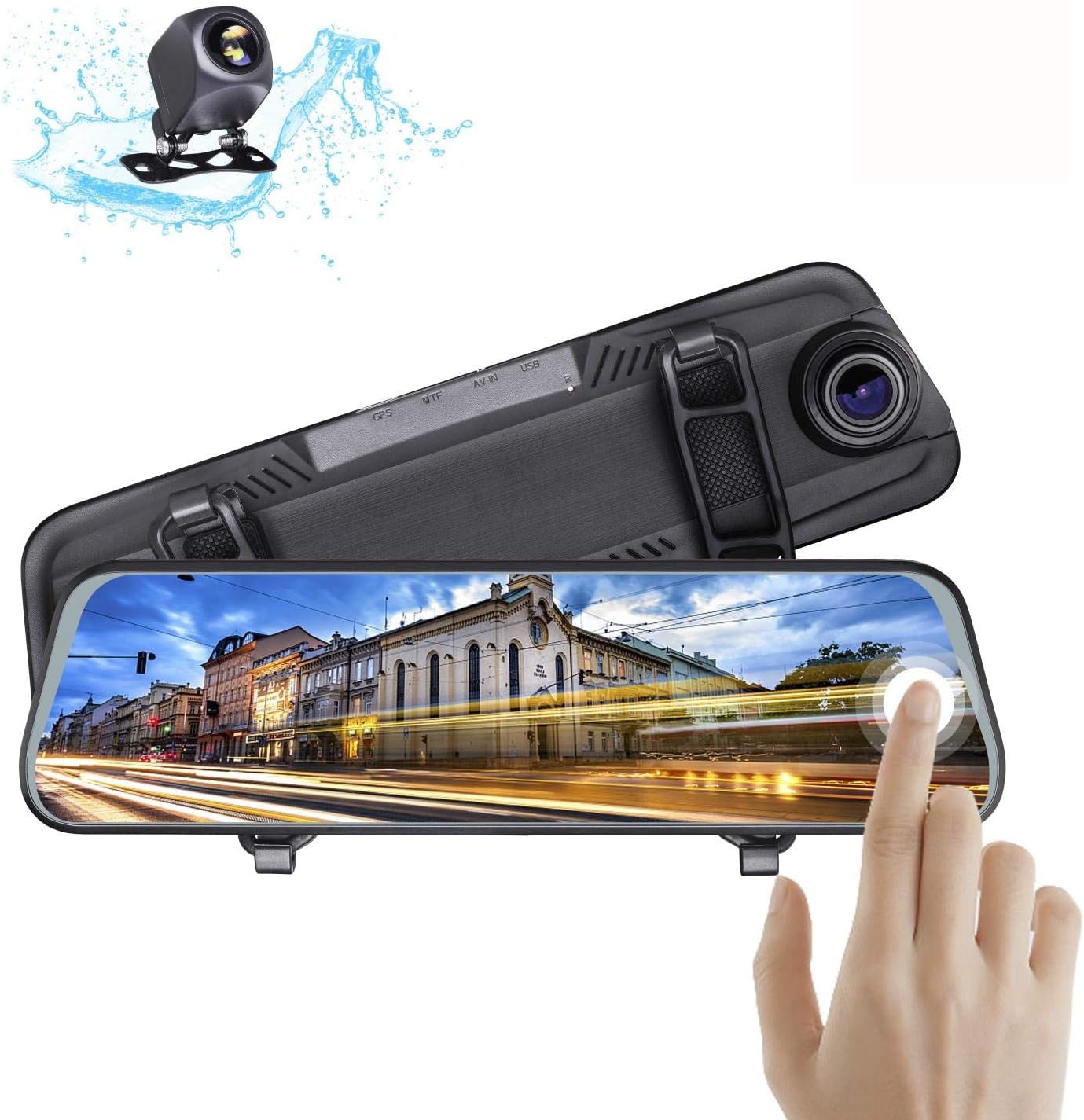 Mirror Dash Cam Backup Camera 10 Inch Full Touch Screen Stream Media
