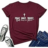 LOOKFACE Women Pray Wait Trust Soft Tees Cute Graphic T Shirts