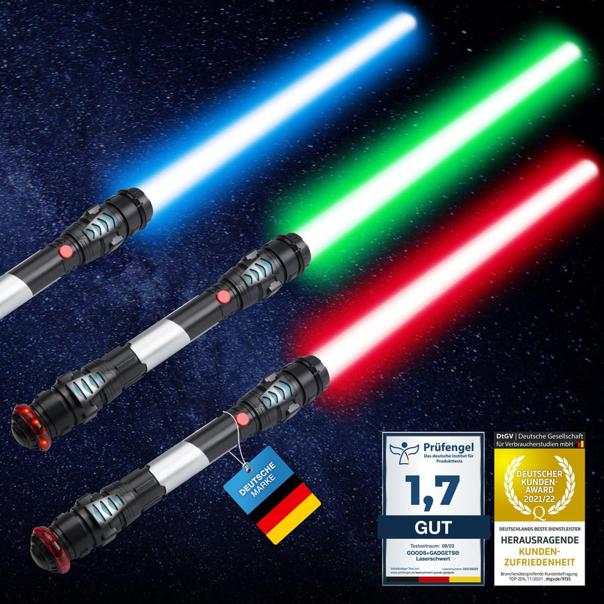 GOODS+GADGETS Laser Sword Lightsaber Laser Sword 108 cm Sword with Light, Sound & Vibration (Red)