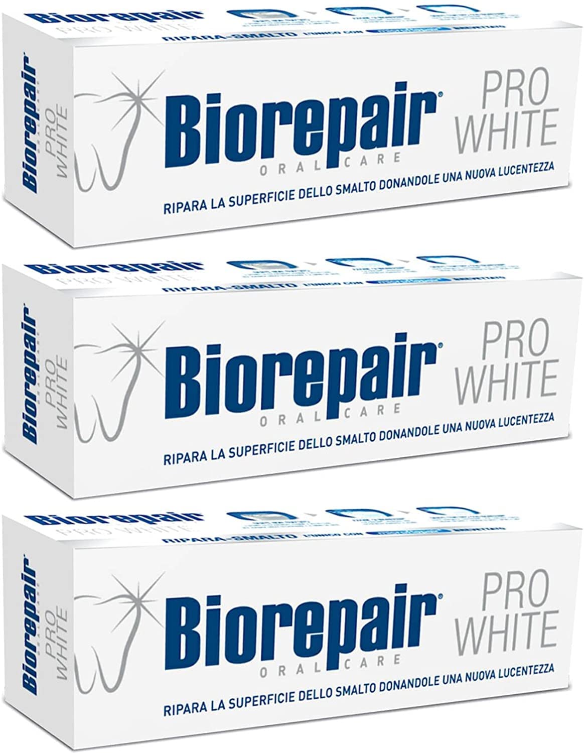 Biorepair Pro White Whitening Toothpaste with microRepair 2.5 fl.oz 75ml,Pack of 3