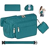 Rexmore Puffer Quilted Fanny Pack Diaper Bag for Mom - Women‘s Compact Crossbody Purse with Portable Changing Pad & Wipes Pouch, Travel & Quick Errand Baby Essentials Organizer (Dark Green)