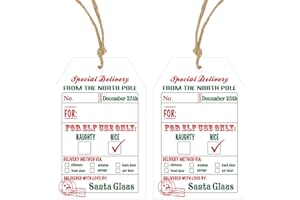 Anwyll from Santa Gift Tags - 50Pcs from The North Pole Christmas Name Gift Tag with String Personalized Xmas Hanging Paper Gifts Labels Tags for Kid Adult Present Wrap Holiday Christmas Party Decor