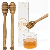 KYVANDO Brazilian Cherry Wood Honey Dipper - Durable &amp; Warp-Resistant, Preserves Honey Purity, 2pcs, 6.3 Inch