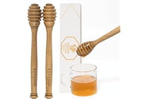KYVANDO Brazilian Cherry Wood Honey Dipper - Durable & Warp-Resistant, Preserves Honey Purity, 2pcs, 6.3 Inch