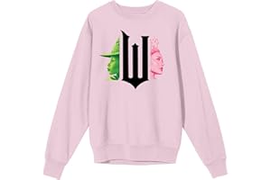 Bioworld Wicked Part 1 W Character Graphics Women's Cradle Pink Crew Neck Long Sleeve Sweatshirt