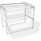ClosetMaid Wire Basket 2 Drawer Organizer Unit with Shelf for Pantry, Closet, Clothes, Linens, Sturdy Steel, Easy Assembly, White