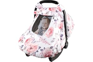 Car Seat Covers for Babies, Winter Carseat Cover Girls, Infant Car Seat Canopy, Cozy & Warm Cover, Pink Floral