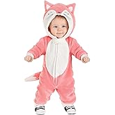 Infant Pink Fox jumpsuit Costume - Hooded Jumpsuit with Ears, Tail, and Diaper Access