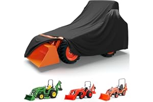 STARTWO Full Tractor Cover Waterproof Heavy Duty, Universal Fits Most Compact Utility Tractors with Backhoe, UV Protection, Dustproof, with Air Vents & Reflective Strips,189 L x 76 W x 86 H in