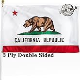 XIFAN Double Sided California State Flag 3x5 ft, Heavy Duty 3 Ply Durable Polyester, CA Flag with Vibrant Print/4 Rows Hemming/Brass Grommets for Indoor Outdoor Decor