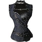 Charmian Women's Steampunk Spiral Steel Boned Vintage Retro Corset Tops Bustier