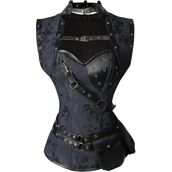 Women's Black Overbust Corset Top – Lace-Up Steel Boned Waist Trainer Bustier