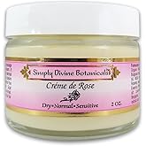 Simply Divine Botanicals Creme de Rose Heavenly Facial Moisturizer - Natural and Organic Face Cream for Dry, Normal, Sensitive, Mature Skin, 2 oz