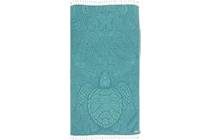 Sand Cloud Turkish Beach Towel - Sand Free - 100% Organic Turkish Cotton Yarn - Quick Dry Towel for Beach, Picnic, Blanket or Bath Towel - As Seen on Shark Tank - Marine Life (Swirl Turtle)