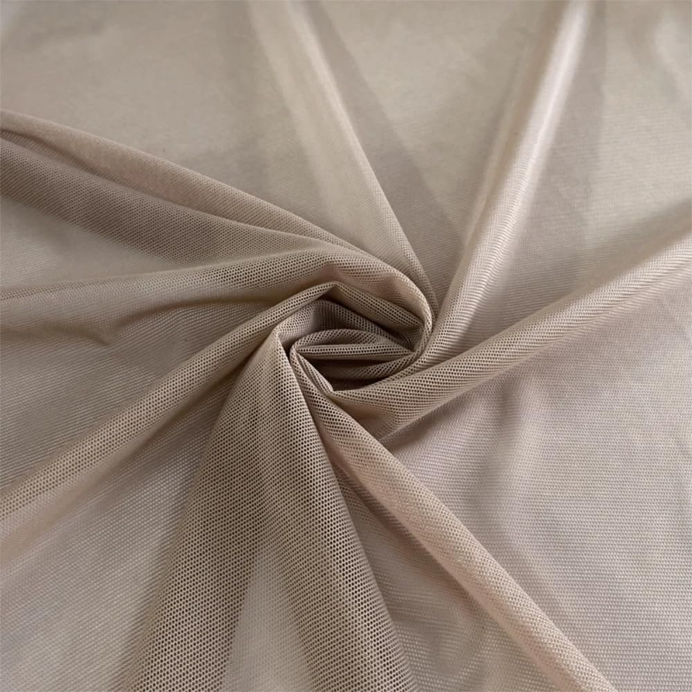 Photo 1 of 4-Way Stretch Net Fabric - Soft and Lightweight Mesh Fabric(90% Nylon, 10% Spandex)- Sheer Tulle Lace Fabric-for Wedding Dress,Party,DIY Supplies,Home Decor (Nude, Cut by The Yard)