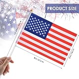 AhfuLife 15pcs American Flags on Sticks 30cm White Pole Hand Held Flags view 2