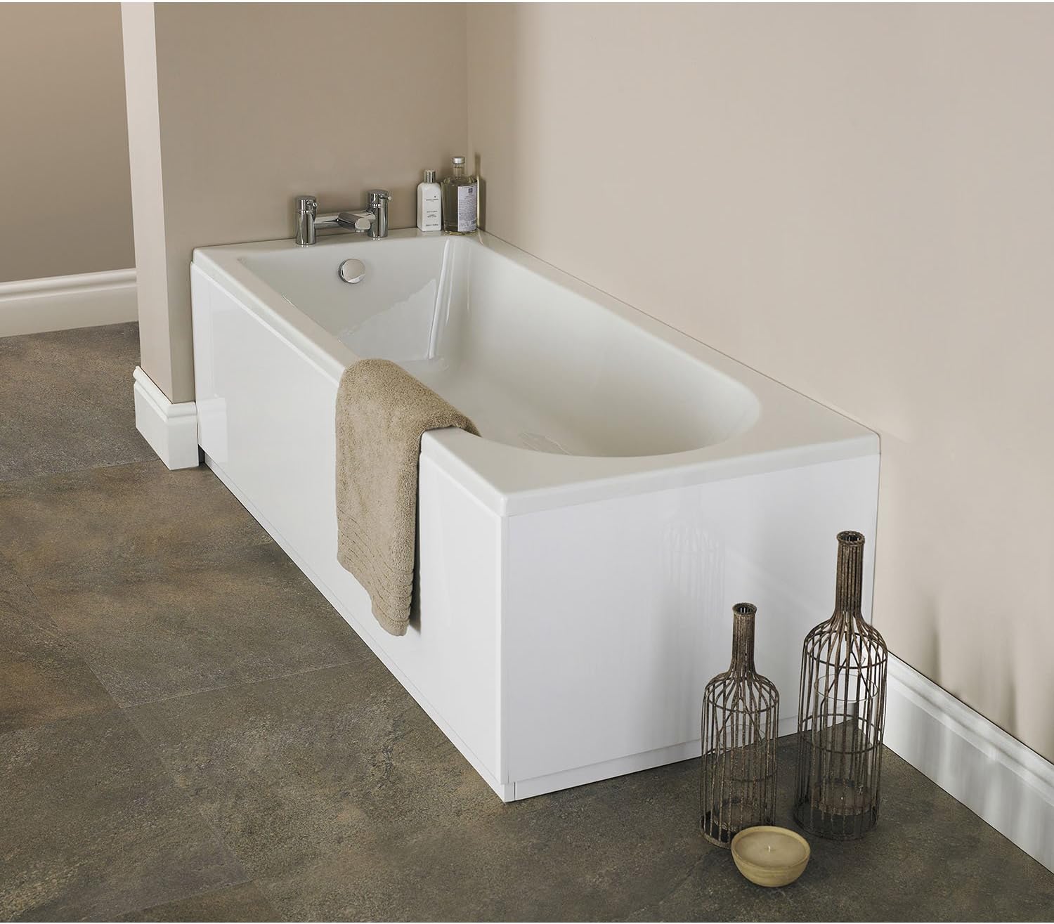 Nuie NBA607 Barmby ǀ Modern Bathroom Single Ended Round Bath, 1600mm x 700mm x 380mm, White, 1600mm x 700mm - Image 3
