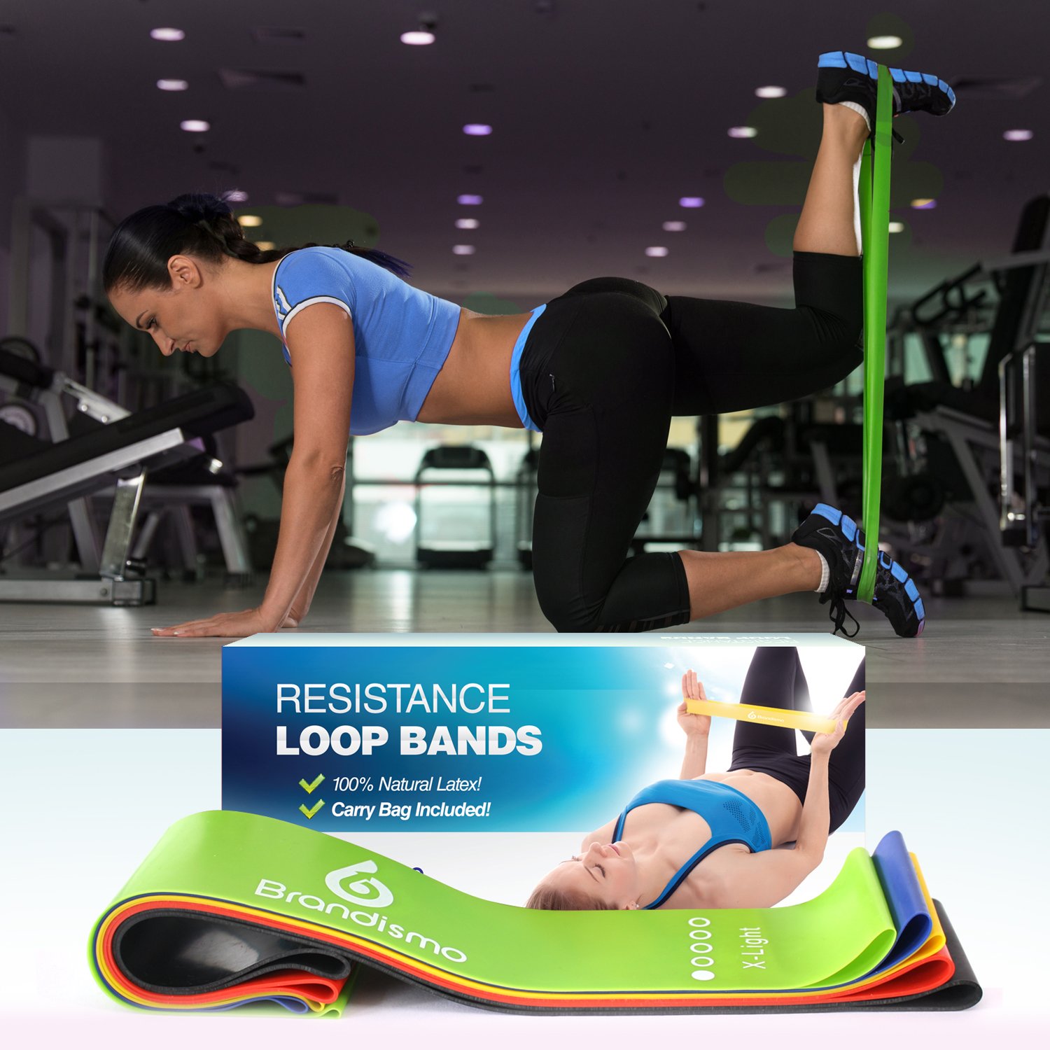 Resistance Loop Exercise Bands Set of 5 Workout Bands for Leg