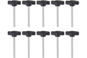 HARFINGTON 10pcs Tee Wing Knobs Thumb Screws M4 x 50mm Standard Male Thread Plastic T/Z Knobs Adjustable Handles Hand Clamping Knobs Grip Thumbscrew, Black