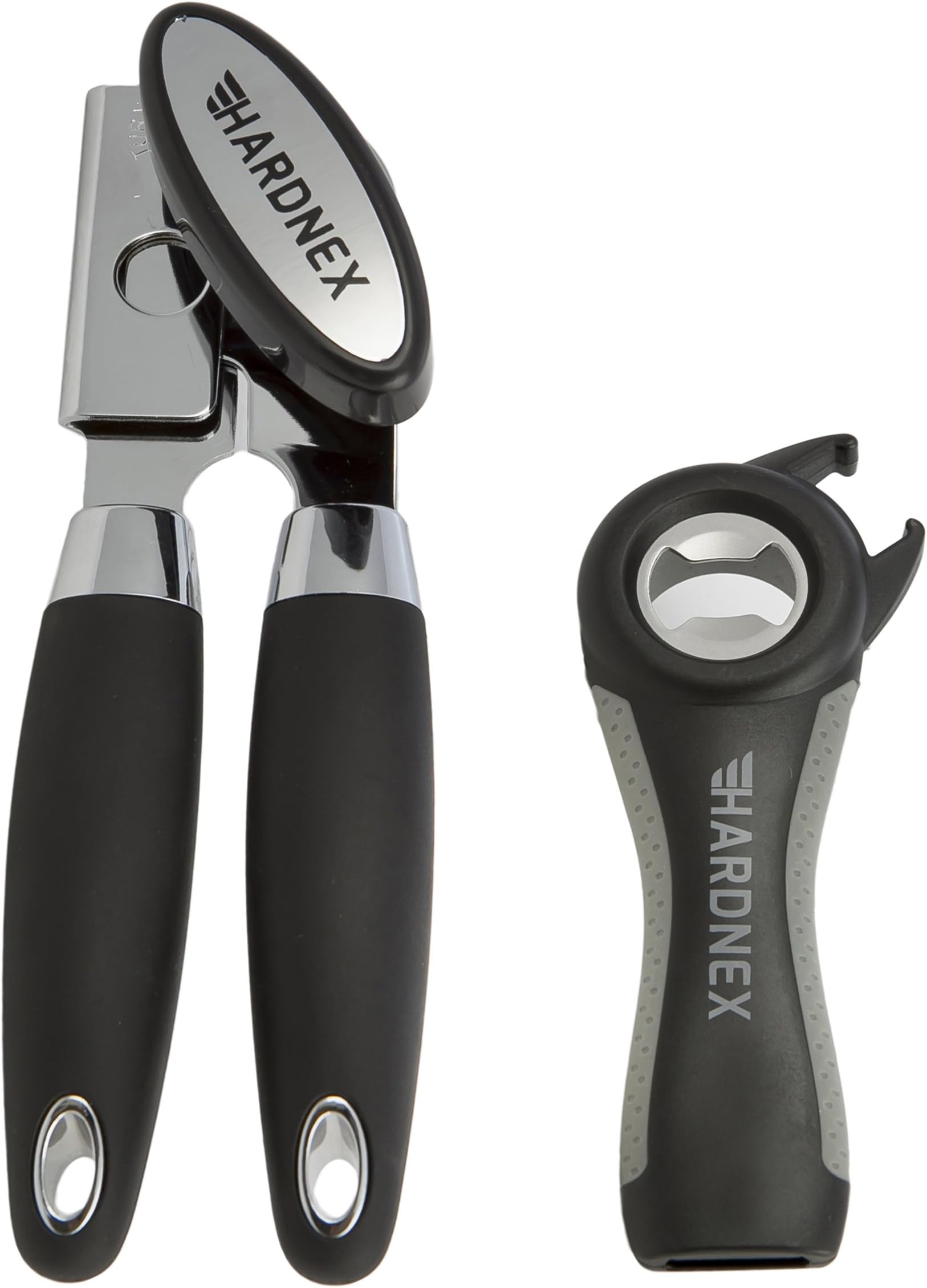 Hardnex - Can Opener with a 5 in 1 Multi Kitchen Tool - Bottle & Jar Opener. Anti-Slip Soft Grips With Large Knob - Easy To Open. Sharp Stainless Steel Blades. Smooth Edge.