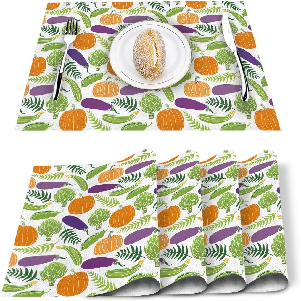 Fruits and Vegetables Harvest Season Placemats Set of 4