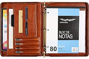 DUKE&COW Handmade Leather Portfolio Binder - Leather Binder 3 Ring Portfolio Genuine Leather Business Padfolio, Personlized Legal Pad Folio Folder for Lefty & Righty - Oil Brown