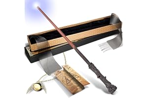 Natem Light Up Wizard Wand, Rechargeable Lighting Witch Wands, Illuminating Magic Witches Staff Wand for Cosplay Accessories with Necklace for Halloween Birthday Party Gift (Bravely)