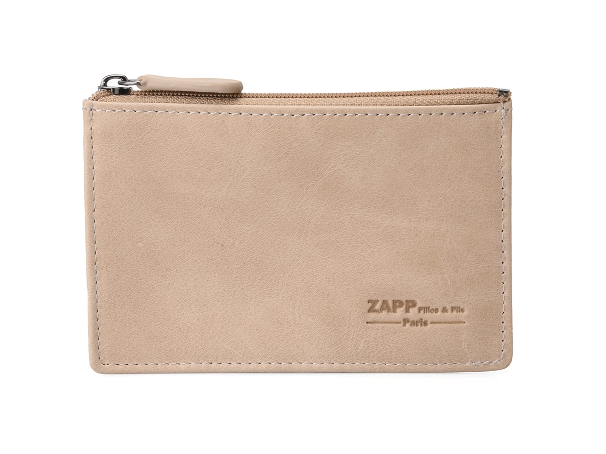 ZAPP – ‘Filante’ Genuine Leather Coin Purse/Keychain with 1 Internal Pocket for Cards and Tickets (Color: Brown)