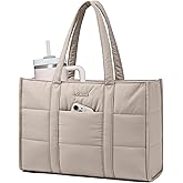 LOVEVOOK Laptop Bag for Women, Puffer Tote Bag for Work 15.6 Inch Large Computer Briefcase for Teacher Nurse, Quilted Lightweight Casual Shoulder Bag For Travel, Daily
