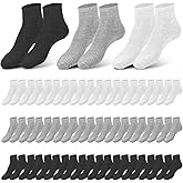 Exclaith 50 Pairs Mens Thin Quarter Ankle Socks Breathable Cushion Socks Athletic Running Ankle Crew Sock